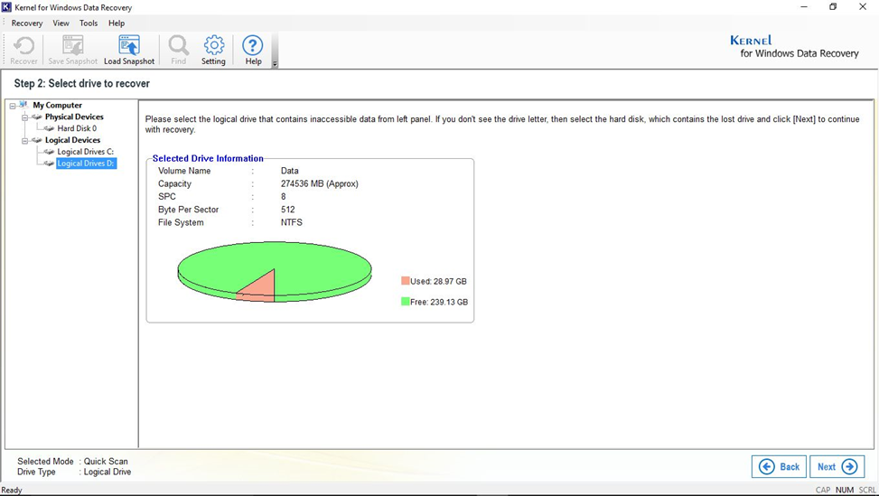 Choose the drive to scan file