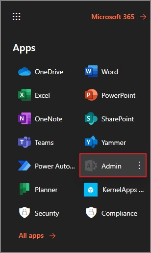 Open the Office 365 Admin Center