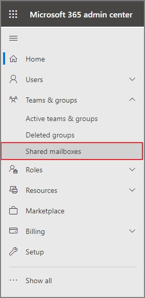 click on Shared Mailboxes