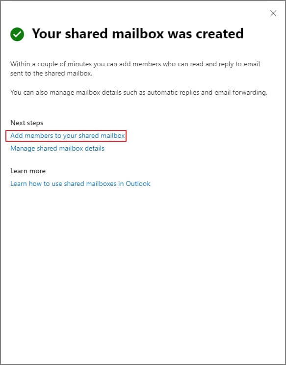 Click Add members to your shared mailbox