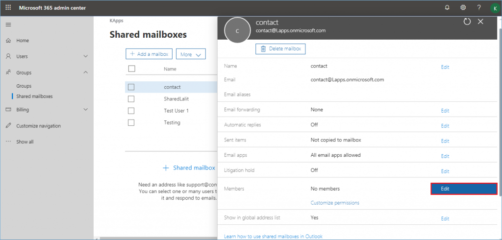 exchange online add alias to shared mailbox