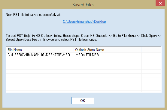 MBOX to PST process done