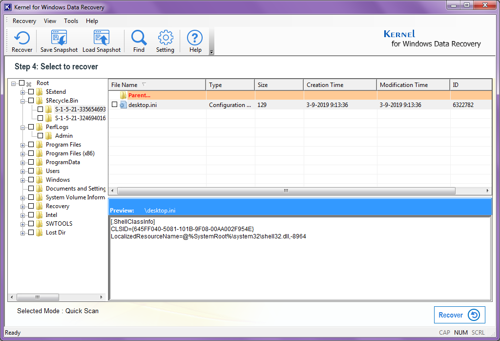 You can have the preview of the content inside the file by clicking on the individual files