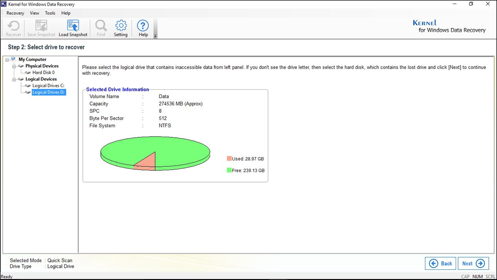 Select the drive to format from the hierarchy