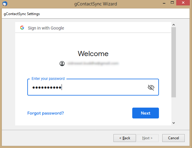 Enter Gmail password and click next