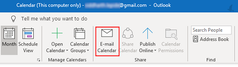 Click on Email Calendar