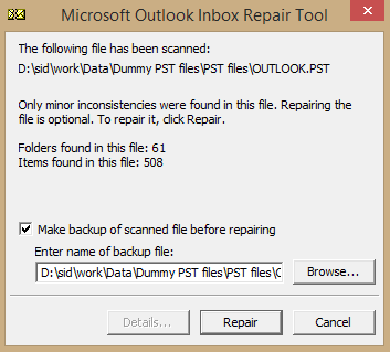 Repair PST file