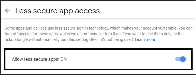 Allow access to less secure applications