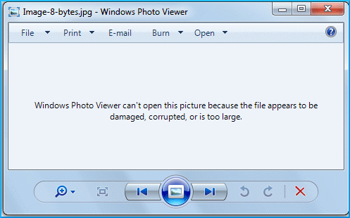 Error message while opening JPEG files