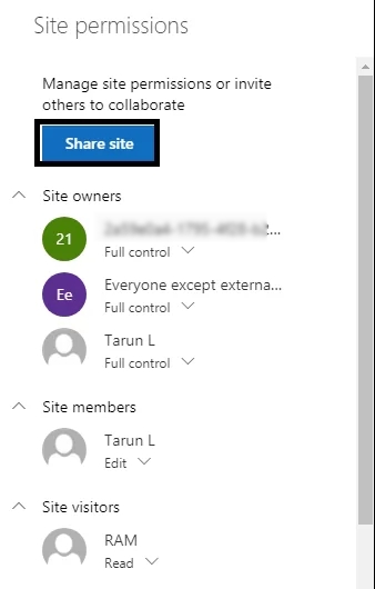 manage site permissions