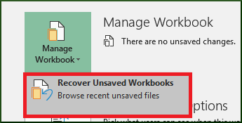 recent unsaved spreadsheets