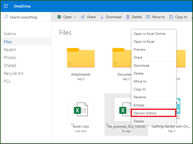 find the previous versions of your Excel files