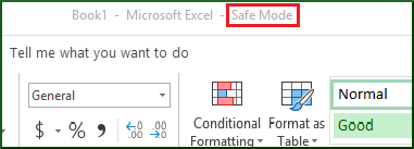 Excel in a safe mode