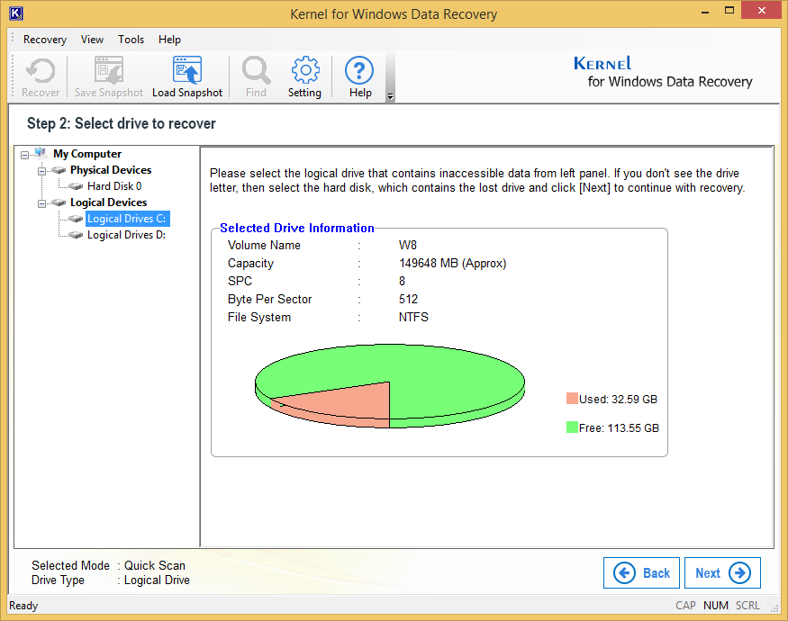 Select the particular drive