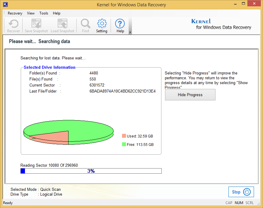 scanning the drive