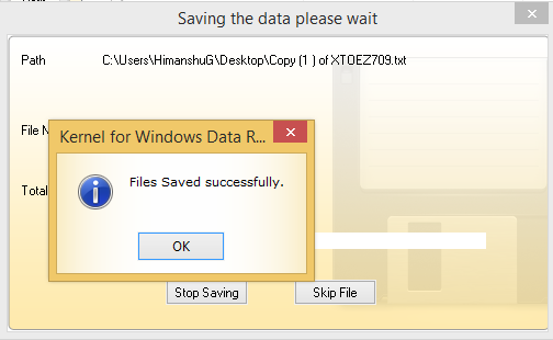 start saving the files in the given location