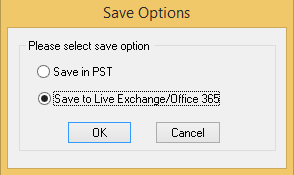 Select Save to Live Exchange/Office 365 option