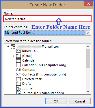 enter the name of the new folder