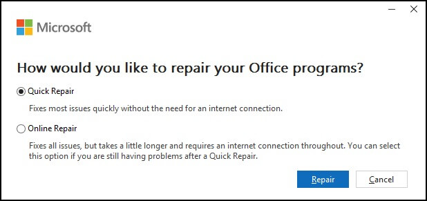 repair MS Outlook