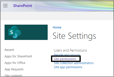 Users and Permissions section