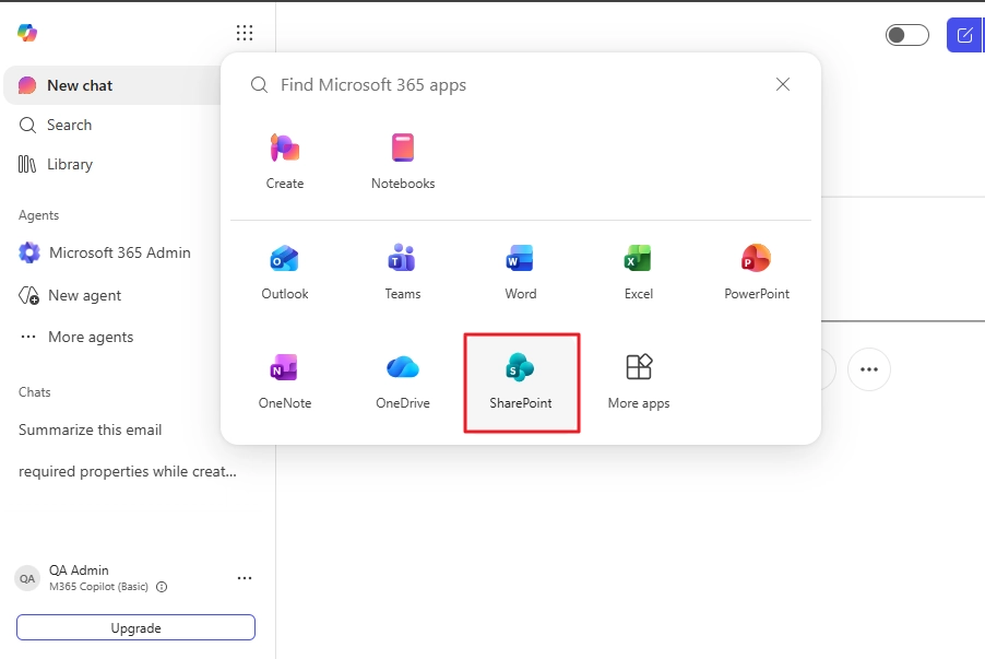 Select the SharePoint icon