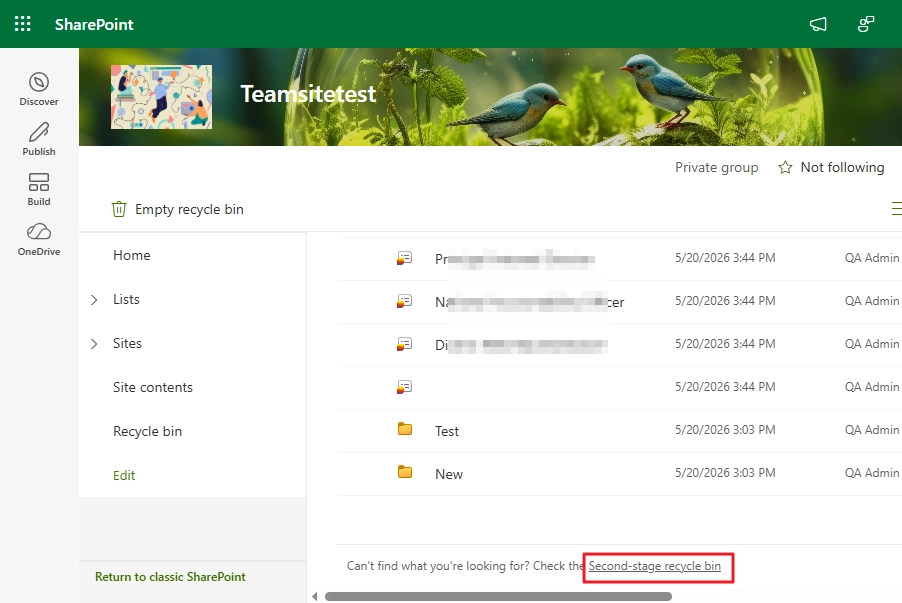 go to the bottom of the page and click the option Second-stage recycle bin