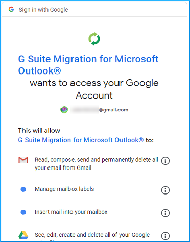 Allow to access Google account 
