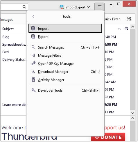 Select Import option