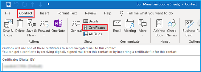 connect certificates with the contact