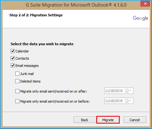 Adjust the migration settings