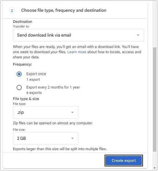 choose file type option