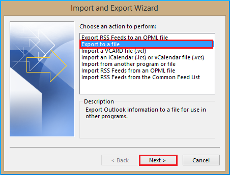 Import and Export Wizard