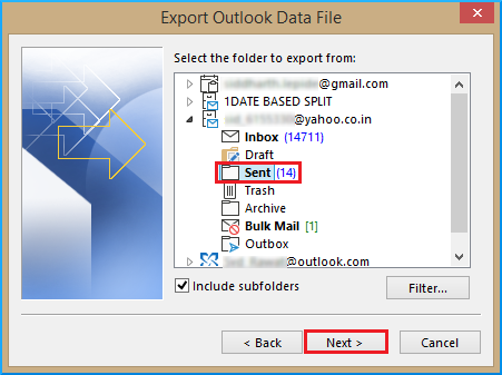 select OST file to export in PST