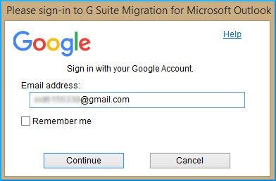 login G Suite Migration for Microsoft Outlook 