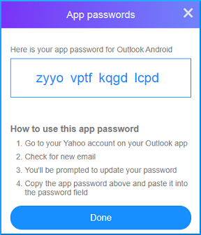 App password generated