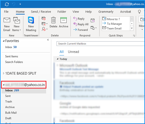 Yahoo Mail no Outlook configurado