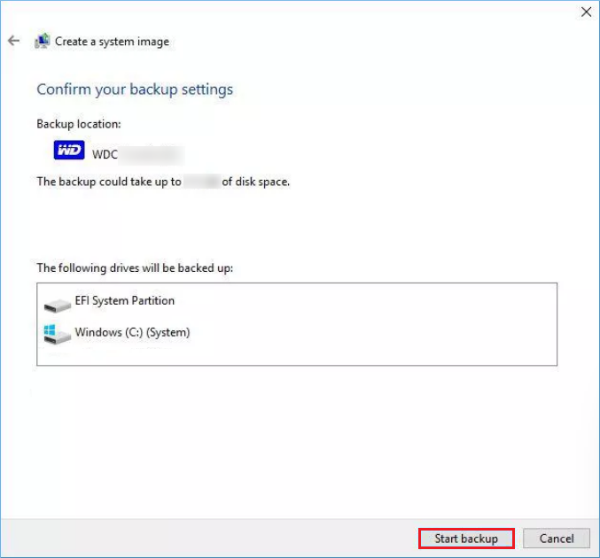 Confirm backup settings