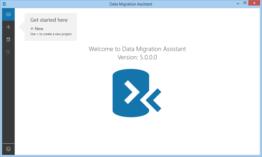 Microsoft Data Migration Assistant home screen