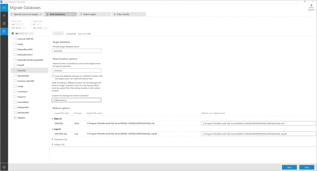 Copy the database backups to a different location