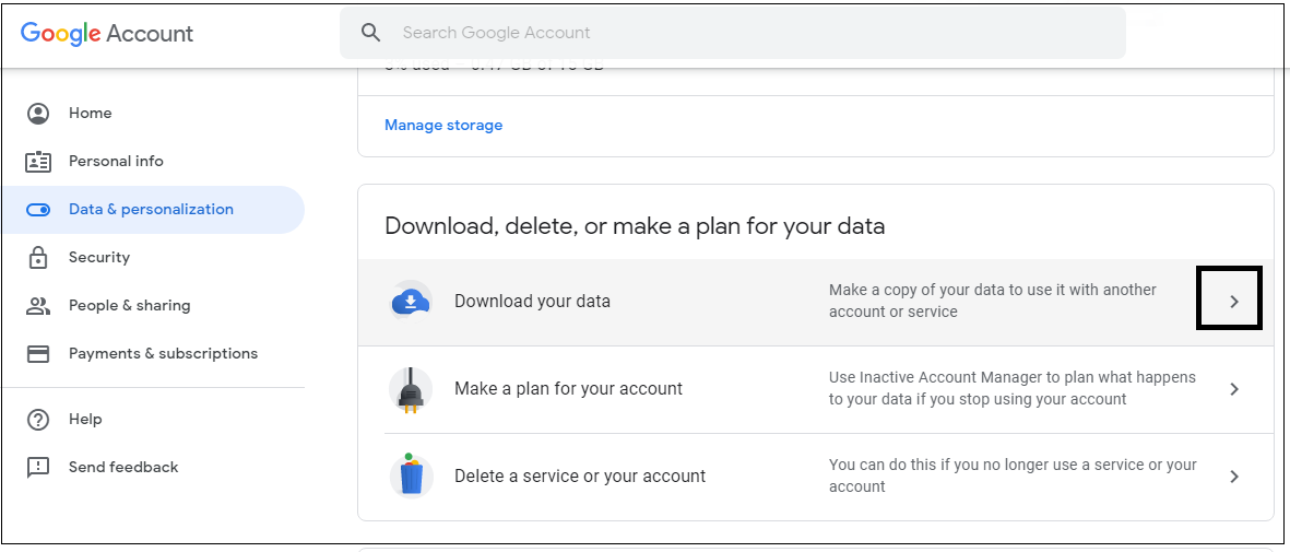 Click Data and personalization option