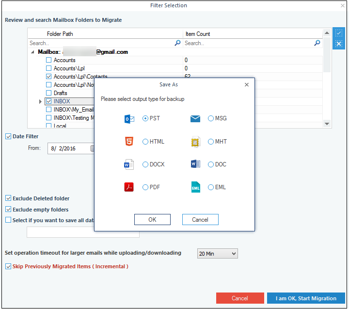 Provide a file formats saving option and click OK