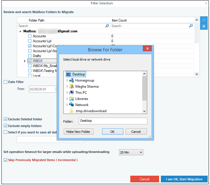 Provide the destination saving path location on your computer system