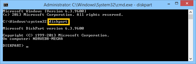 run diskpart command to reach the disk partition mode