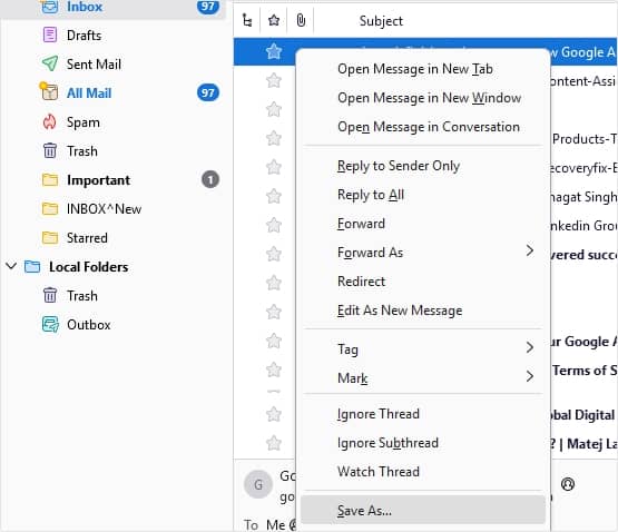 From drop down list select Save As option