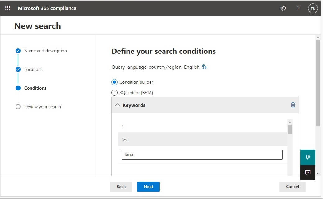 specify your search conditions