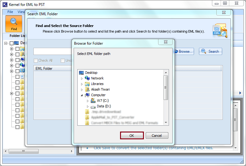 Select source folder/drive