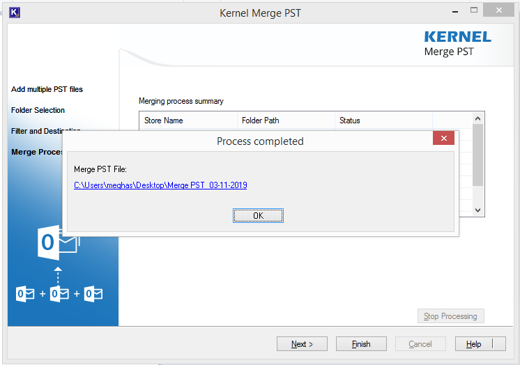 PST file merge successfully 