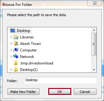 Select destination to save recovered file