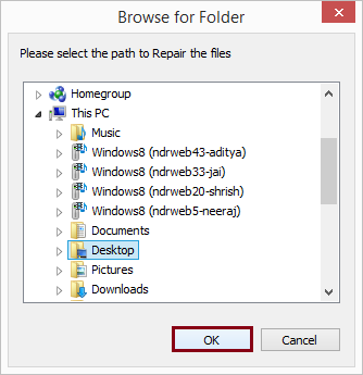 Provide a destination path to save the recovered files