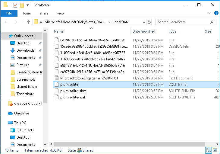 Right click within the destination folder